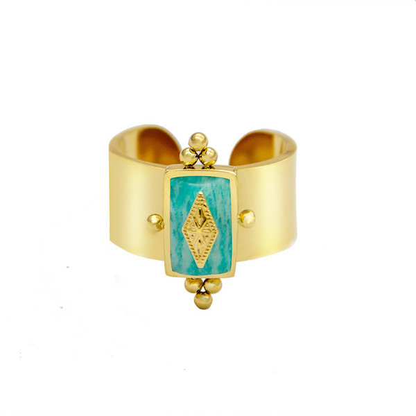 Retro design trend fashionable golden organic geometric ring…