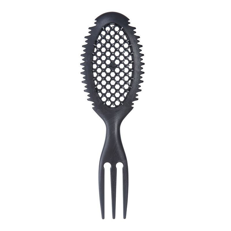 세 갈래 타원형 중공 빗, 더블 블랙(OPP 가방)