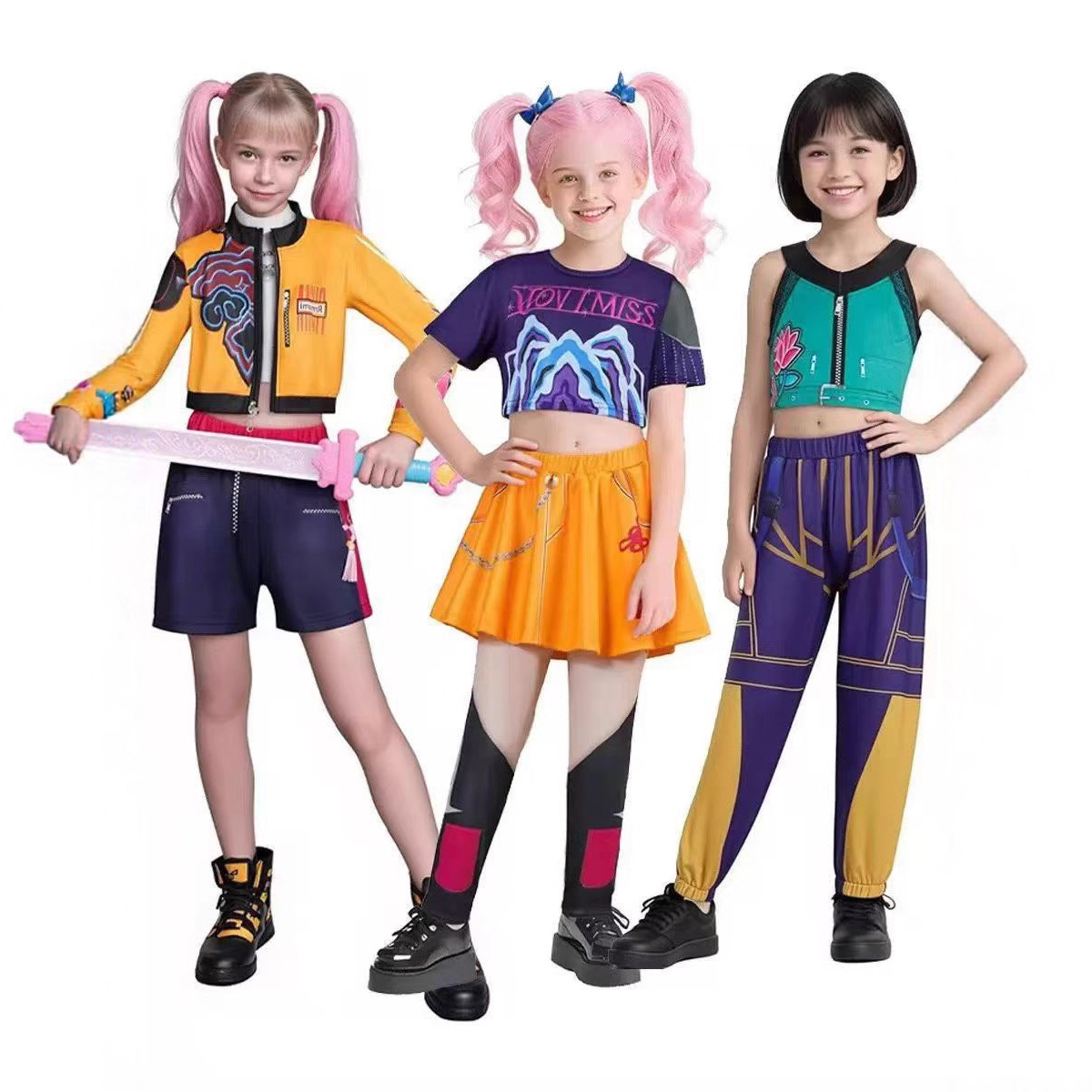 K-Pop Hunter Cosplay Costume for Children: Korean Superstar Rumi, Mirah, Zoe Cosplay Outfit