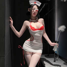 越蝶情趣内衣性感护士纯欲诱惑角色扮演包臀裙女制服调整qqny镂空