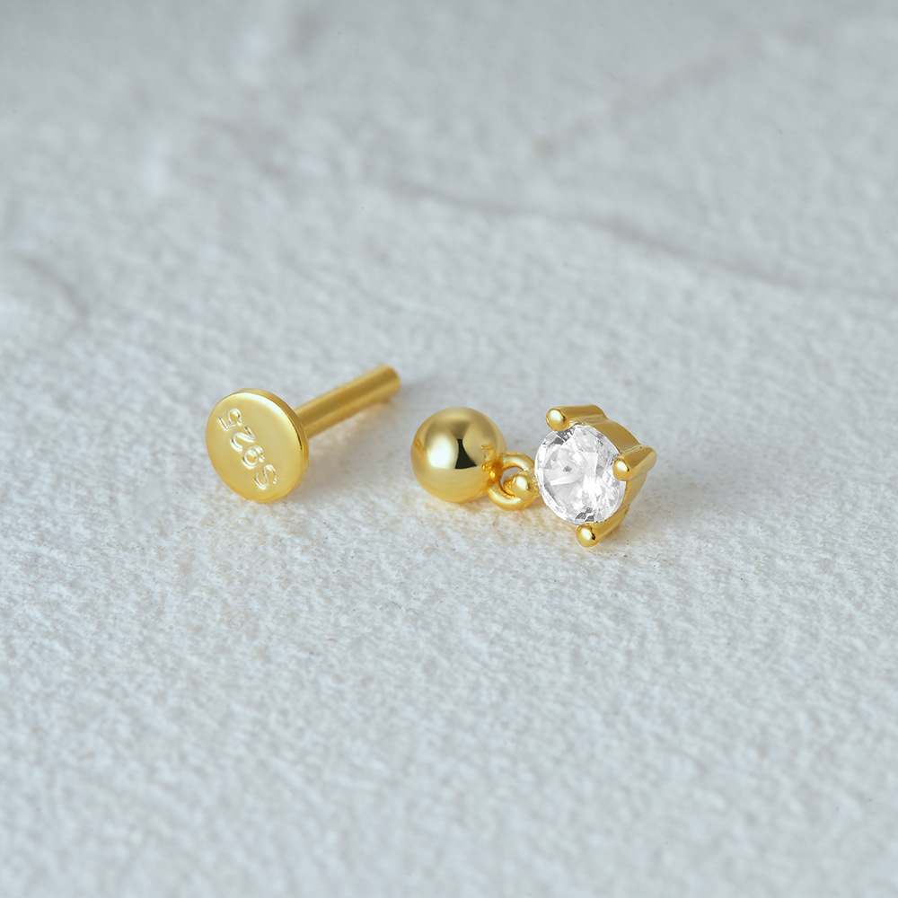 2g Weight Zircon Inlay Material Ear Studs Classification 1 Piece Quantity Daily Occasion 925 Sterling Silver Material Geometric Pattern Women's Gender Plating Design Simple Style Style 1 Piece Ear Cartilage Rings & Studs Simple Style Geometric 925 Sterling Silver Plating Zircon 76