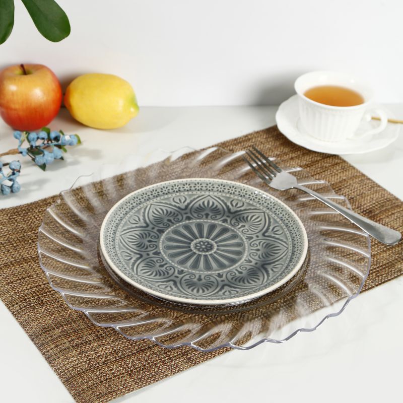 33cm Transparent Plastic Plate Christmas Plate Wedding Hotel Party Dinner Plate Light Luxury Retro
