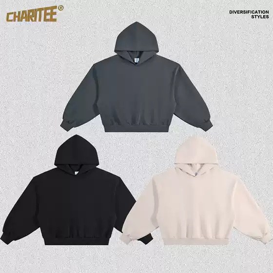 Charitee Fleece Boxy Streetwear Hoodie Cleanfit Cropped Oversized Fit FOG Style Sweatshirt