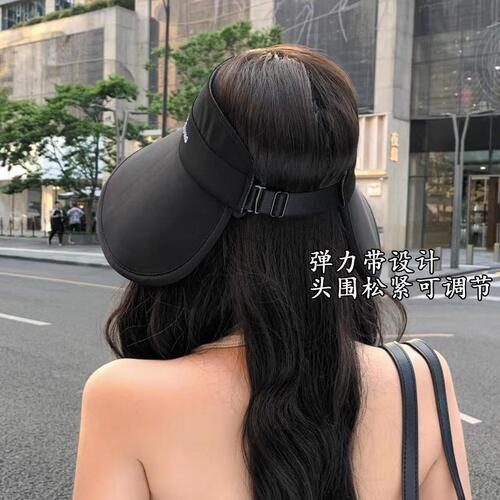 All-match sun hat with wrap-around design, makes face look smaller, summer fashionable casual visor bucket hat with large brim made of ice silk