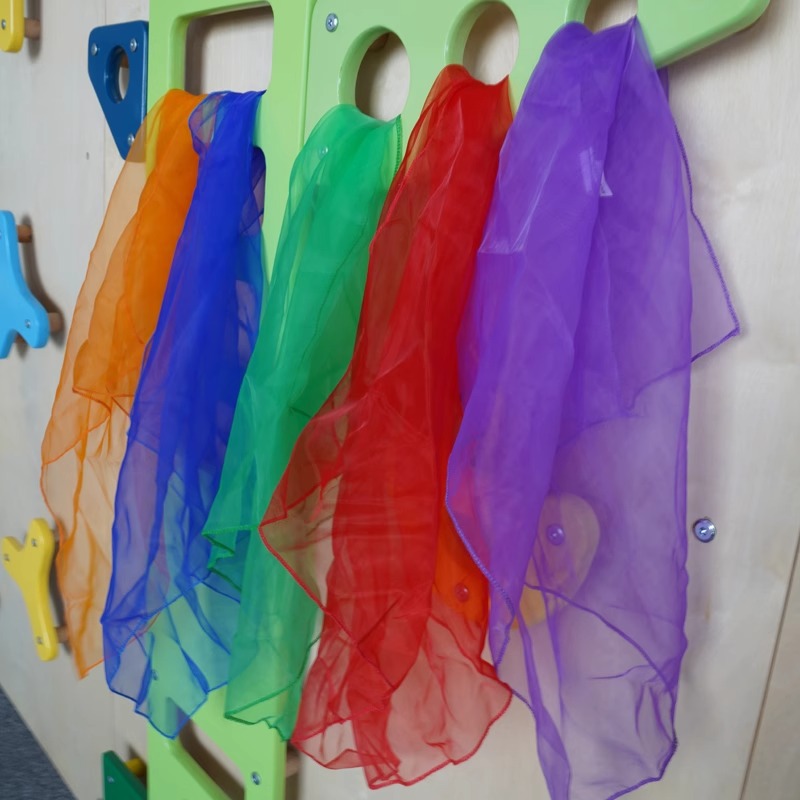 Toalla de gasa de colores, educación temprana, bufanda de seda sensorial, danza, arco iris, cinta, juego de ritmo, cinta, toalla de juguete para niños