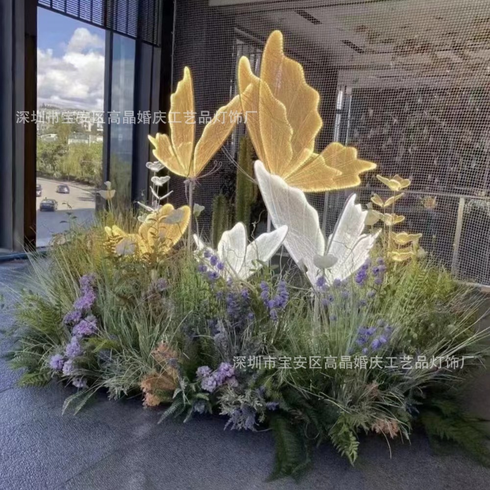 Boda apoyos diseño luminoso mariposa alas etapa decoración techo colgante boda plomo carretera escena adornos