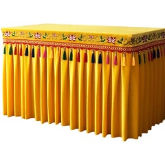 Temple altar Buddha table Eight Immortals table gold velvet lotus embroidery edge colorful tassel tablecloth table skirt table cover table runner