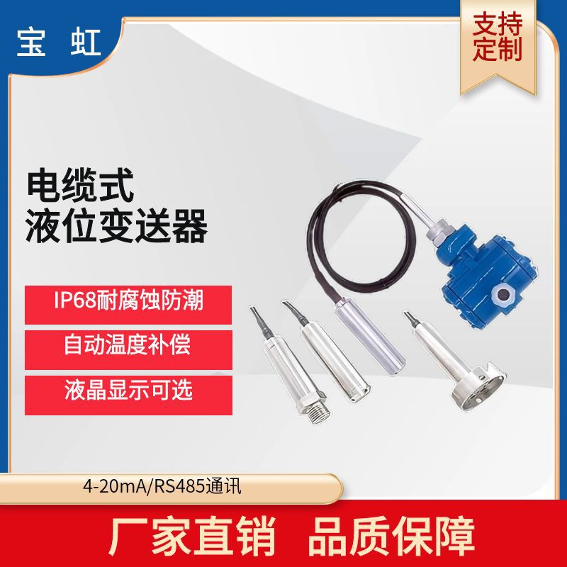 电缆式不锈钢液位压力传感器变送器数显液体水位检测仪RS485水产