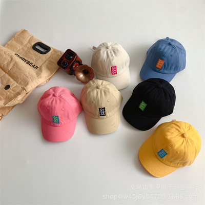 春季新款儿童帽子ins 风撞色字母刺绣遮阳帽男女童出游遮阳棒球帽
