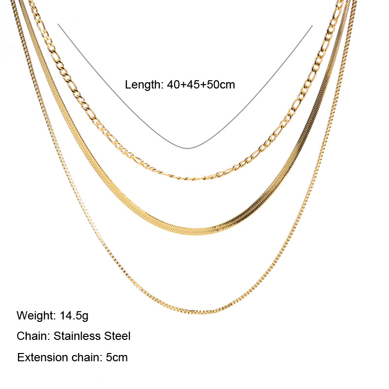 Fashion Geometric Titanium Steel Plating Layered Necklaces 1 Piece