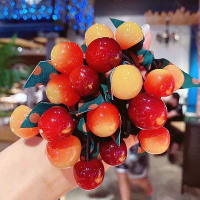 大櫻桃頭繩網紅爆款蝴蝶結櫻桃頭繩韓國風櫻桃發圈可愛高彈力頭繩