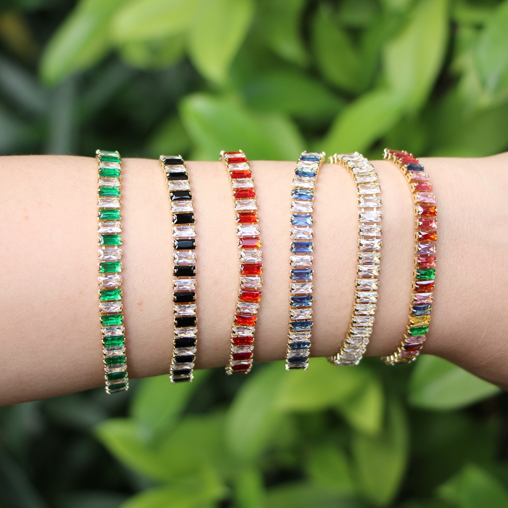 Fashion Inlaid Zircon Copper Bracelet Color Crystal Bracelet Couple Bracelet