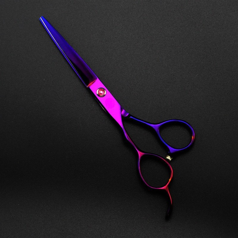 Tijeras profesionales para peluquería zurdos, con recubrimiento violeta
