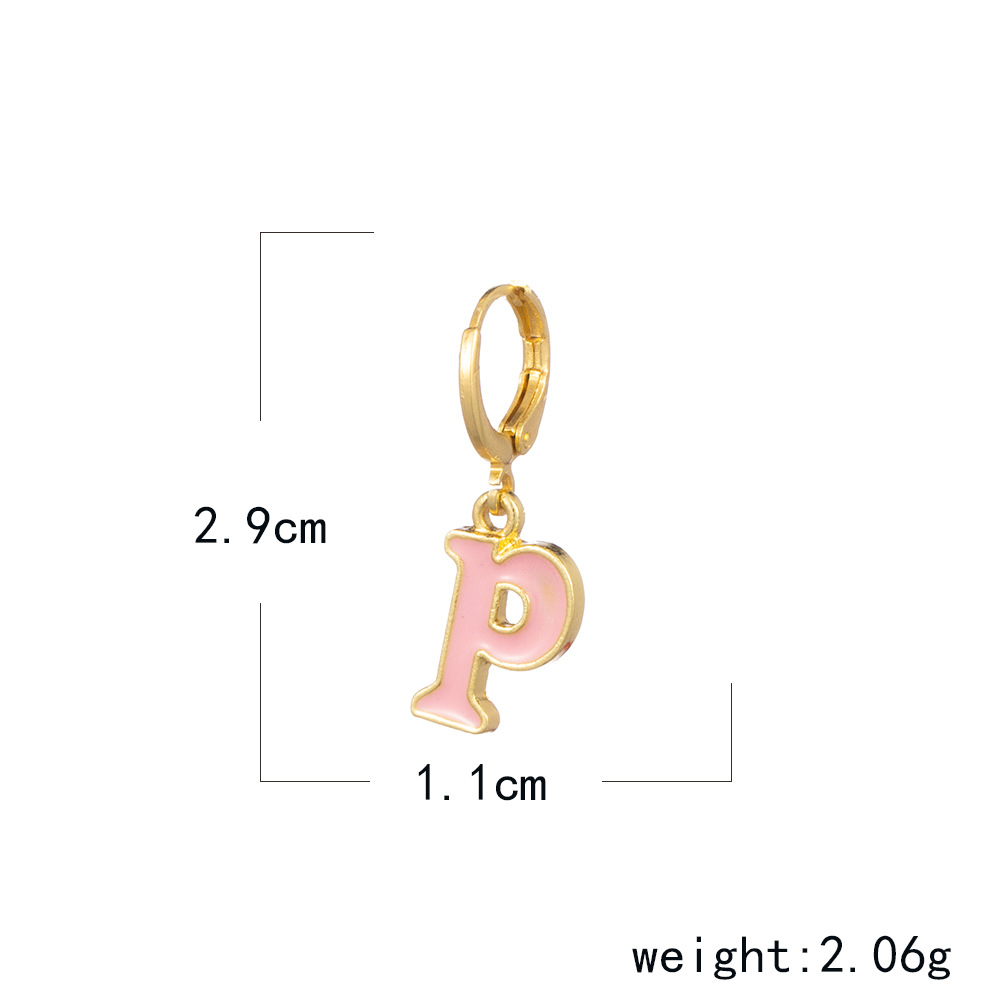cartoon small letter earrings personality drop oil color 26 letter ear clippicture34