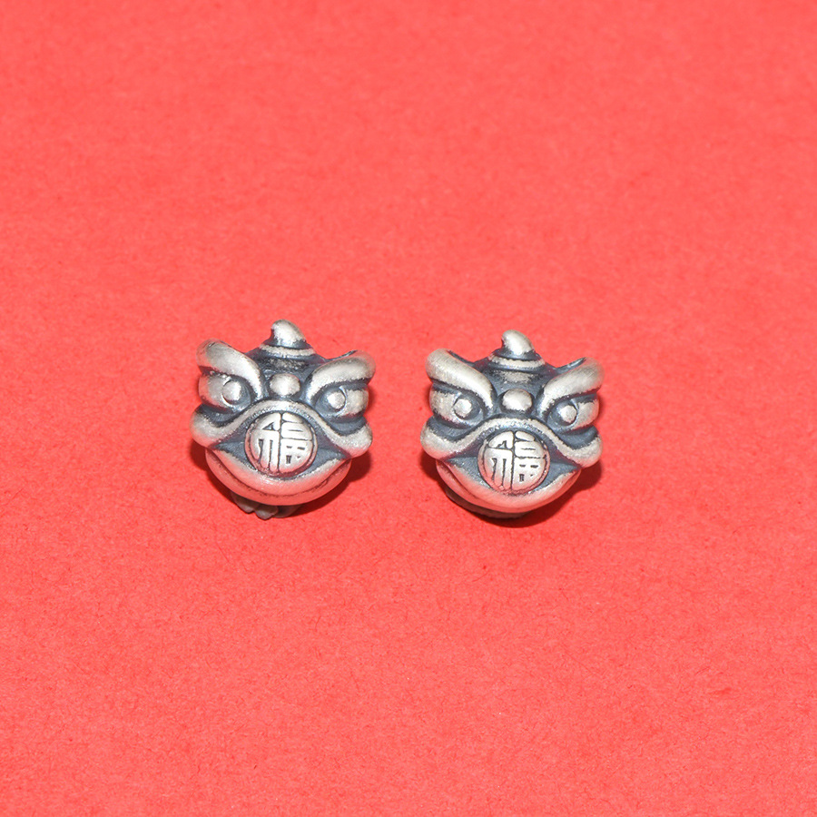 S99 Pure Silver Concave-Convex Spacer Beads with Six-Word Mantra, Loose Beads for DIY Handmade Beading, Stringing, and Barrel Bead Accessories