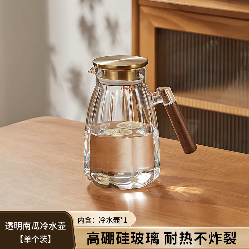 新型大容量かぼちゃ冷水ポット家庭用リビングルーム冷水ポット耐高温ガラスポット高颜値厚さ卸売り|undefined