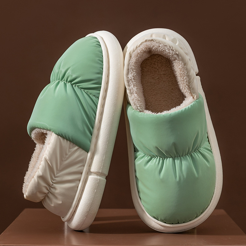 Zapatillas de algodón damas invierno 2025 nuevo interior pareja doméstica calentamiento de la luna anti-derrapante zapatillas de lana invierno