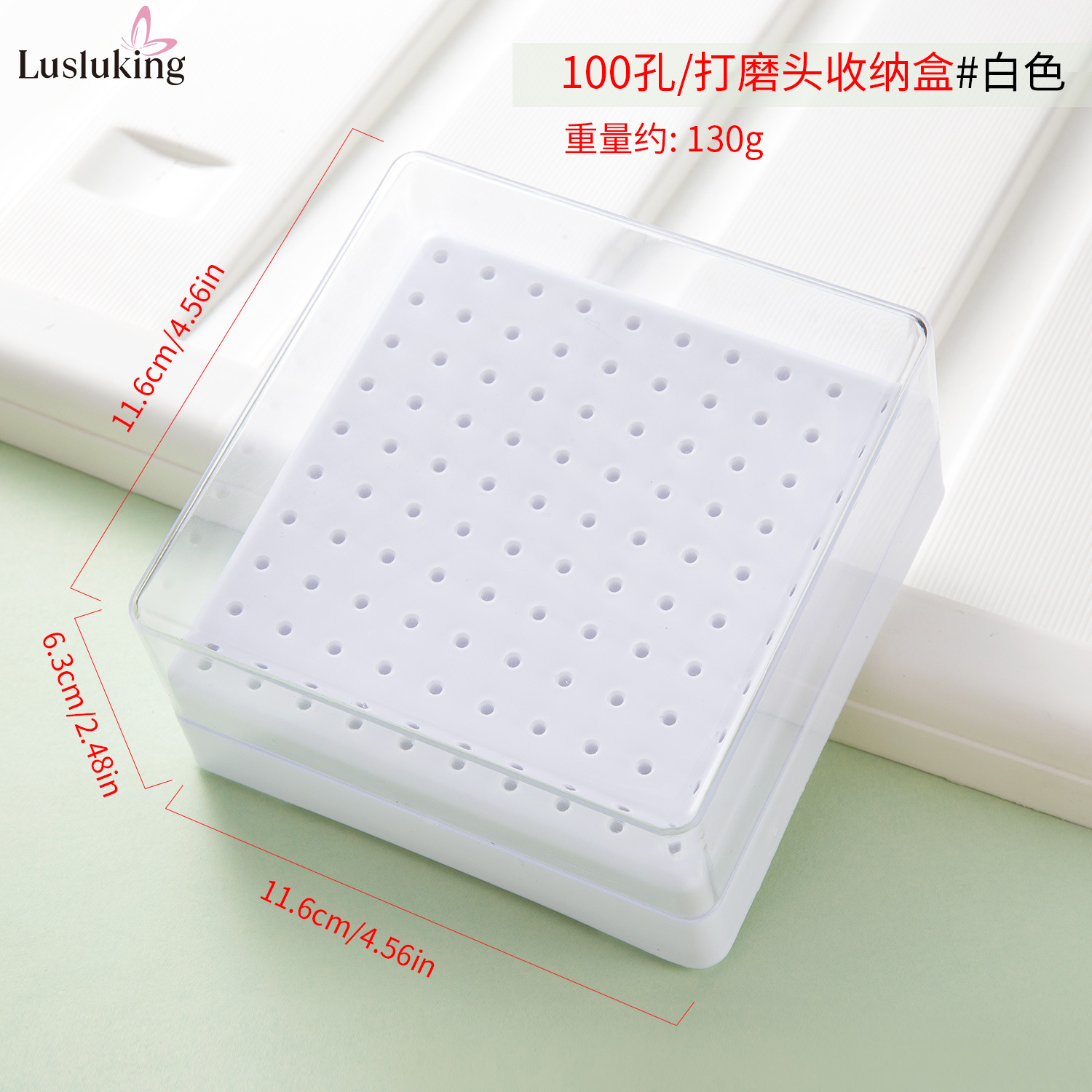 Caja de almacenamiento para brocas de uñas de 30 orificios, estante de almacenamiento para cepillos de limpieza desmontable, expositor de brocas para uñas a prueba de polvo.