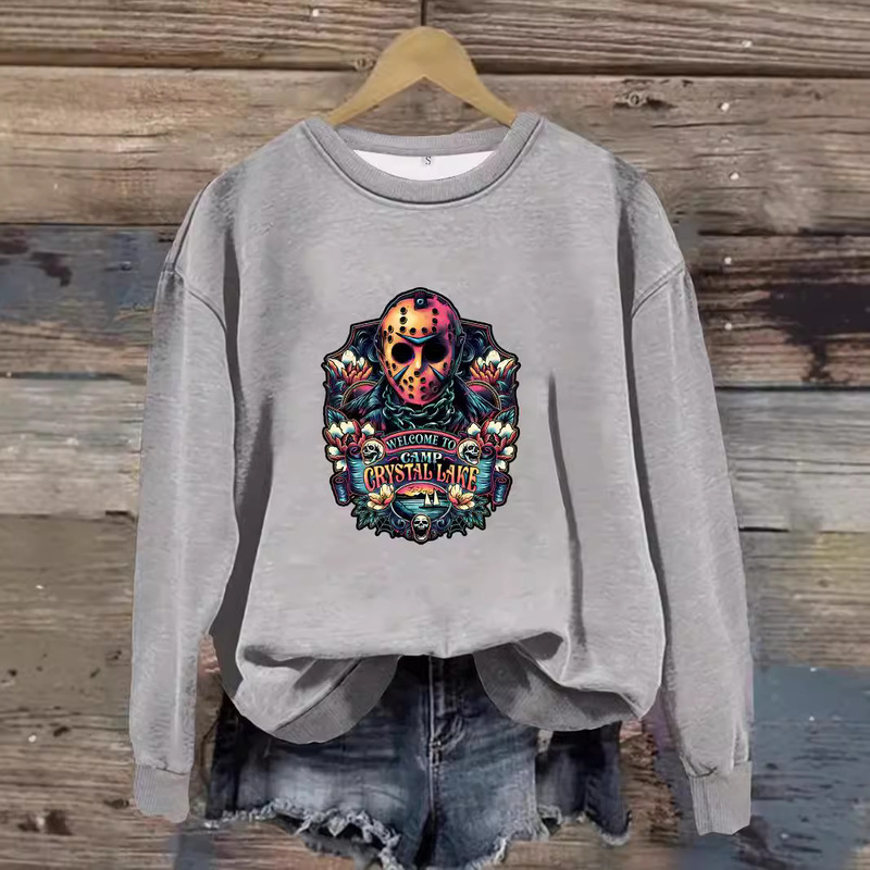 Europe and the United States cross-border autumn and winter women's casual long sleeve round neck Halloween printed pullover sweatshirt sweater wholesale