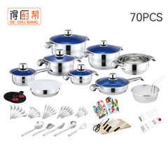 国境を越えたステンレス鍋セット100pcs調理器セット45pcs厚さの底セット鍋non-stick