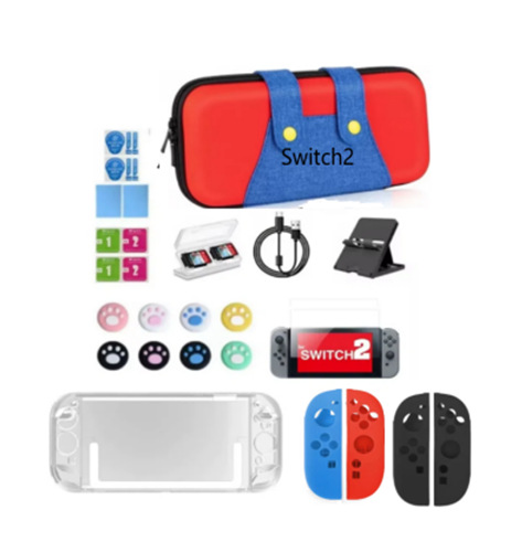 2025 nuevo conjunto de bolsa de almacenamiento switch2 cubierta protectora de caja de cristal switch2 película templada switch2