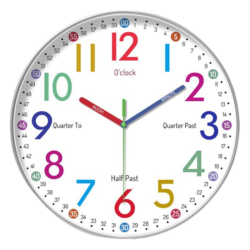 [12 pulgadas 30cm] diversión transfronteriza Número de enseñanza temprana Reloj de pared mudo hogar sala de estar habitación de los niños reloj decorativo