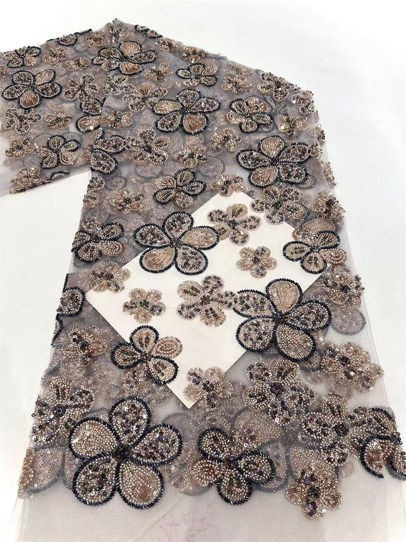 Tejido de encaje de flores de alta calidad industria pesada vestido de boda de lujo vestido de moda de banda Amazon transfronterizo