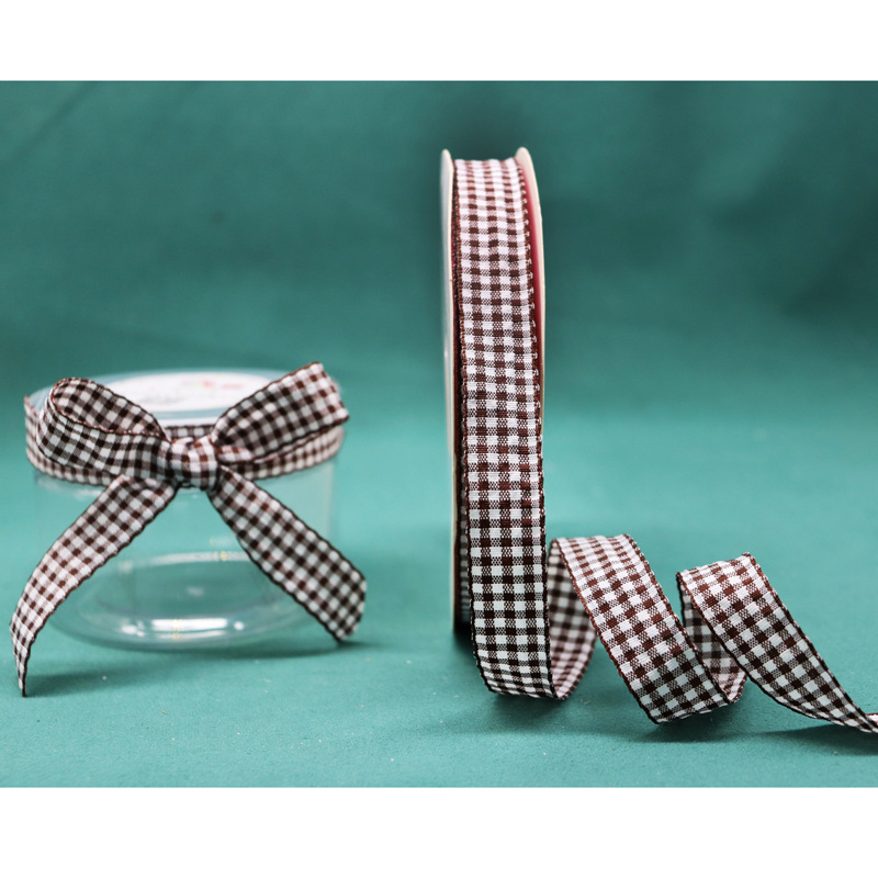 Pastoral estilo Plaid cinta de la torta de la cinta hecha a mano DIY material accesorios para el cabello cinta flor caja de regalo cinta de embalaje