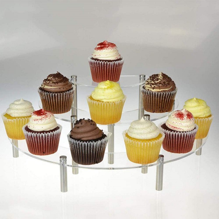 3层半圆亚克力甜品架指甲油手办陈列架化妆品收纳架