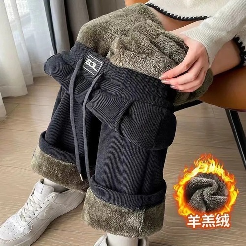 Women's 2025 Autumn/Winter Ultra-Heavy Padded Wide Leg Pants - New Style, Northeast INS Inspired Leisure Loose High-Rise Straight Leg Pants