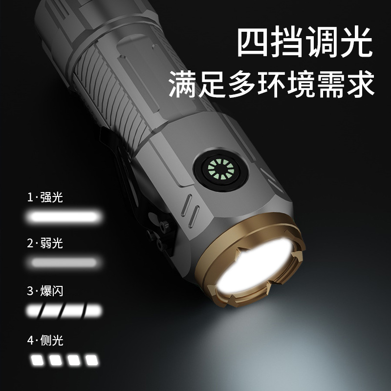 Transfronteriza nueva linterna de tres ojos al aire libre linterna pequeña multifuncional resalte bestia de monstruo de tres ojos luz de tapa de clip de larga resistencia