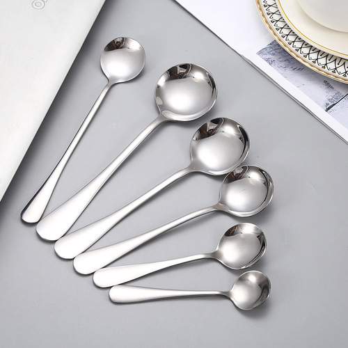 Stainless steel spoon thick Western food tableware set hotel steak knife and fork home 1010 round spoon coffee spoon