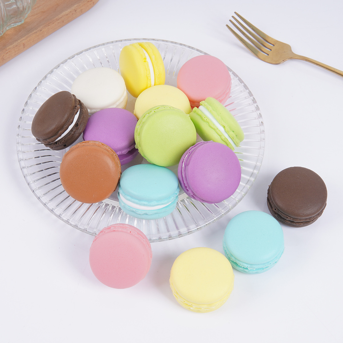 4cm simulación macarron pastel de galletas sándwich tienda de postres accesorios decorativos Pu suave simulación pan amasado música