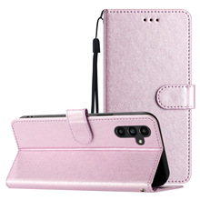 适用三星S25 Plus商务纯色蚕丝纹手机皮套翻盖插卡GalaxyS25edge