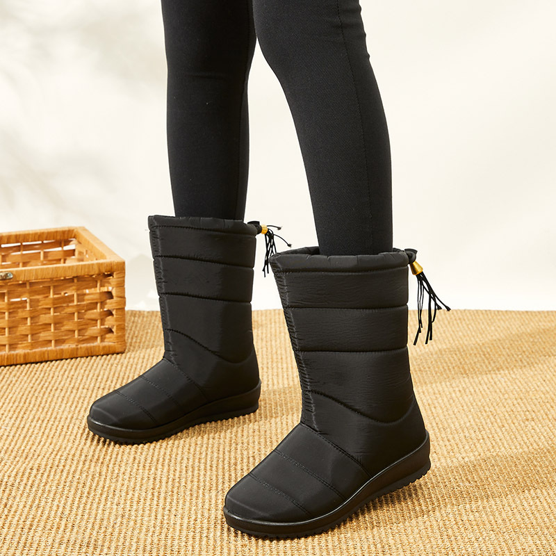 雪地靴女冬季新款2023中筒防水防滑保暖棉鞋厚底加绒加厚棉靴大码