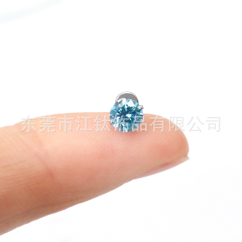 G23 Titanium Round Bottom Claw Set 5A Zircon Lip Nail Stud Earring - ASTM F136 Ear Bone Piercing Accessories detail image 16
