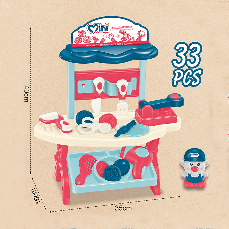 Transfronterizo de los nuevos niños juego de simulación de juguete casa traje bebé interactivo cocina herramienta accesorios color arcilla herramienta Mesa