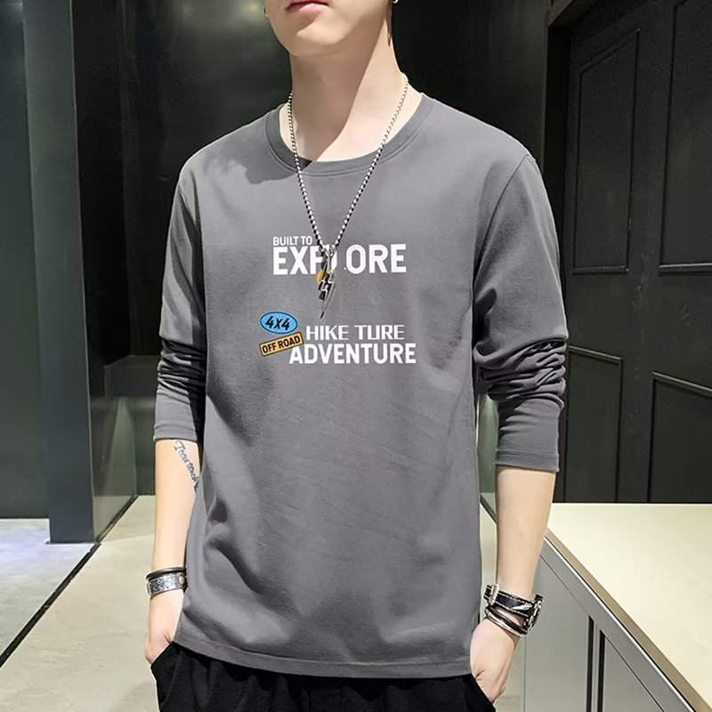 Camiseta de manga larga para hombre 2023 Otoño Nuevo estilo coreano ins camiseta suelta marca de moda casual Camisa de fondo entrega superior