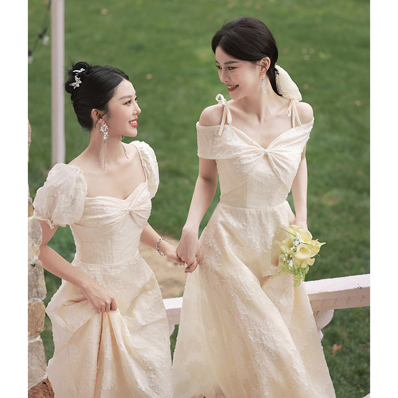 Champagne Bridesmaid Dress 2025 New High-End Niche Wedding Sister Dress That Can Be Worn at Ordinary Times with Fairy Temperament