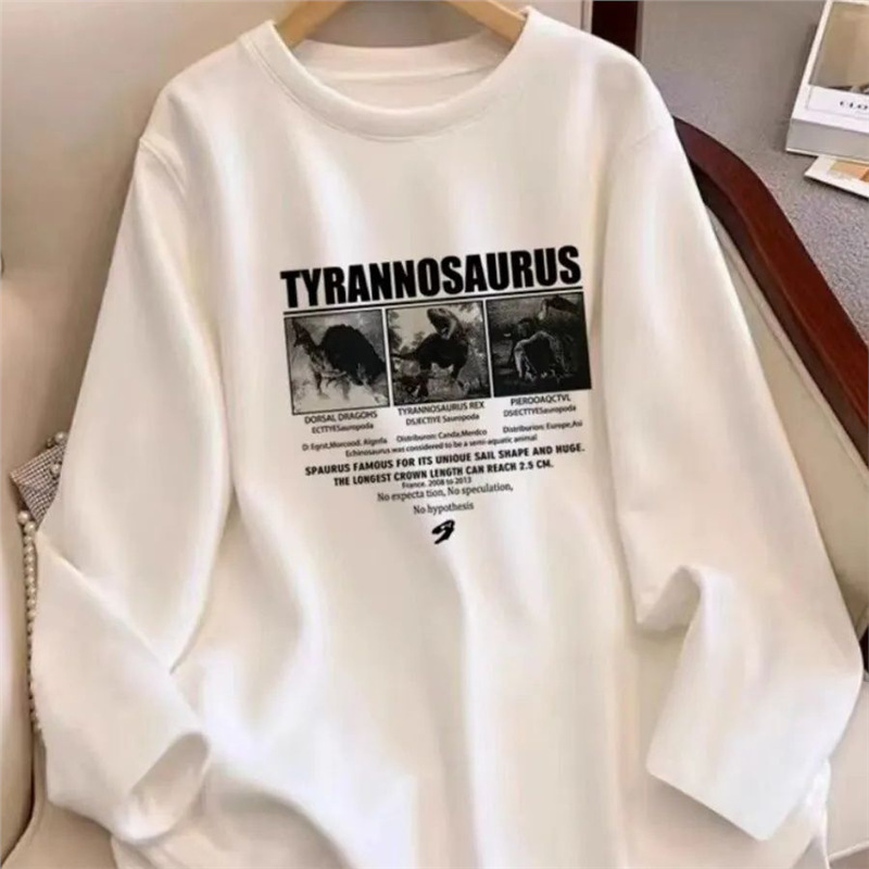 徳絨磨毛丸首長袖tシャツ女性の中の長さは厚い白い中に底のシャツの上着を掛けます。|undefined