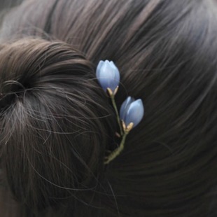 Antique U-shaped Long Tulip Flower Hairpin Women's Daily Hair Disc Hairpin Cheongsam Tea Clothes Balls Head Jewelry