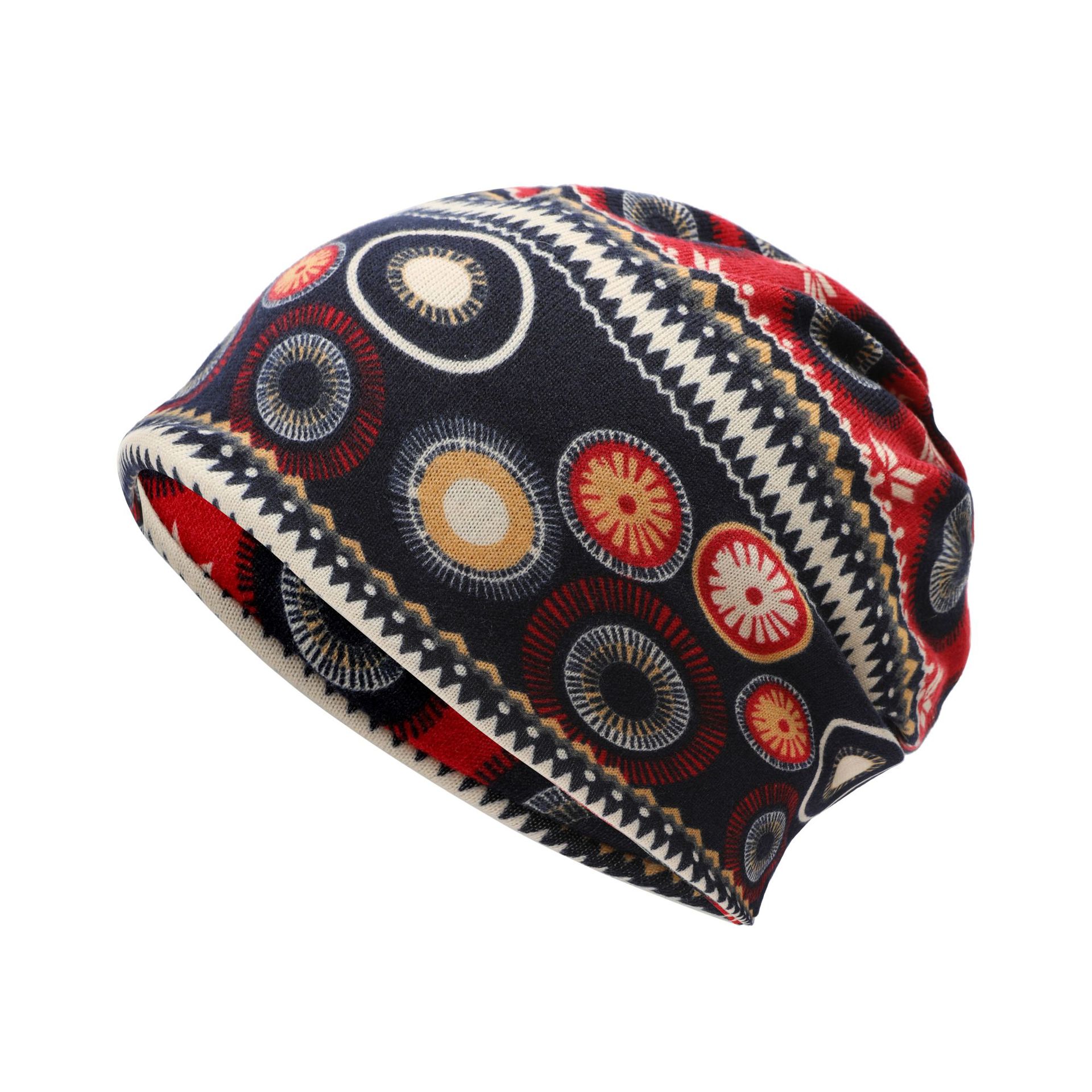 Women's Amazon Imitation Cashmere Printed Dual-Purpose Pullover Hat, Twist Hat, Double-Layer Multi-Functional Scarf Turban Hat, Pile Hat