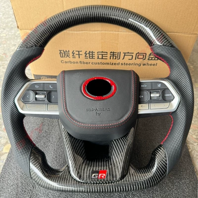 Steering wheel Modified Gr Carbon Fiber Steering - real-carbon-classic-model-carbon-red-label-silver-button-red-line-carbon-gr-air-bag-cover-red-line