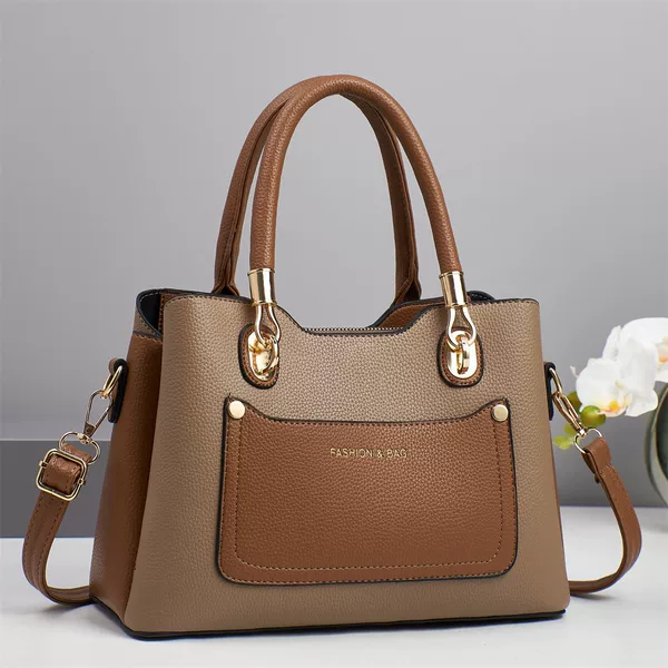 2026 New Style Patchwork Color-Blocking Multi-Layer Large-Capacity Women's Handbag, Simple and Versatile Shoulder Crossbody Small Square Bag Bags