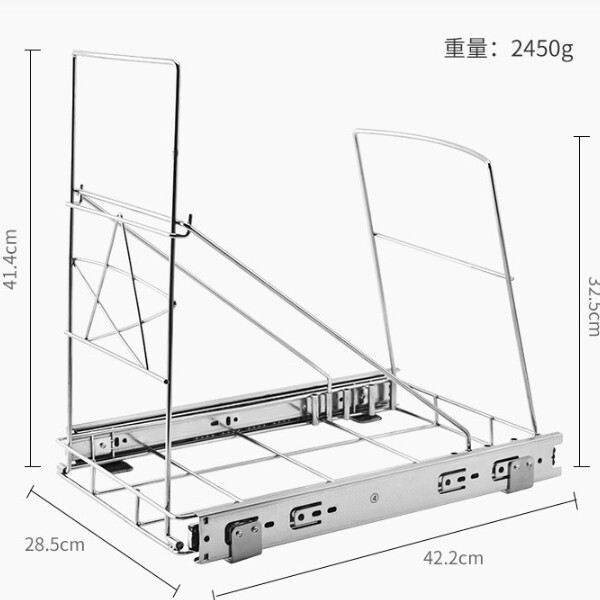 Slide Rail Cabinet Pull-Down Trash Can Rack under the Sink, Adjustable Pull-Out Trash Can Rack