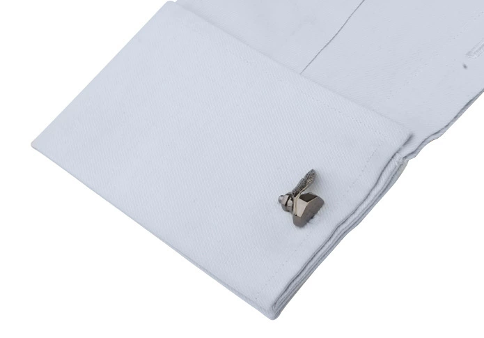 Plating gun black feather ink cufflinks 190633