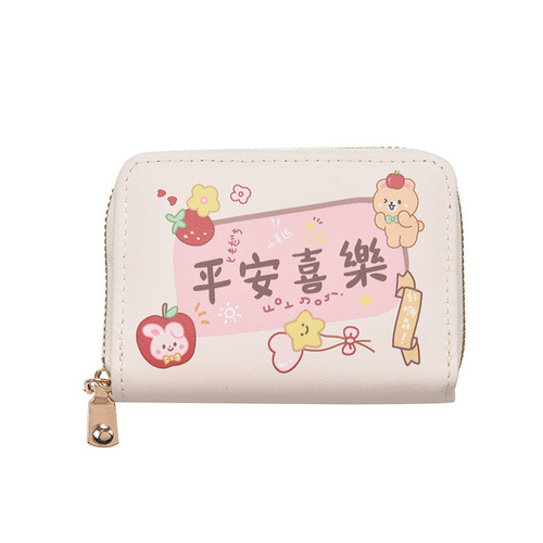  new cute card holder for women, compact multi-card slots, large-capacity card holder, student cartoon zipper card holder wallet