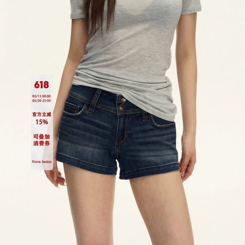 Nova basics new spring collection American Y2K style low-waist hot pants denim shorts women's summer hot pants