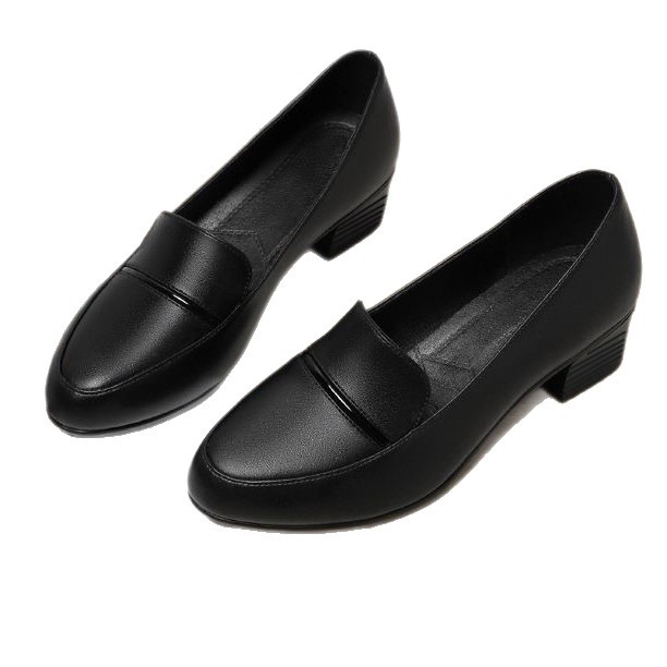 Zapatos de cuero de mediana edad, zapatos de cuero suave, zapatos de cuero de talón alto cómodos, zapatos de primavera de 2026 zapatos de madre de talón grueso