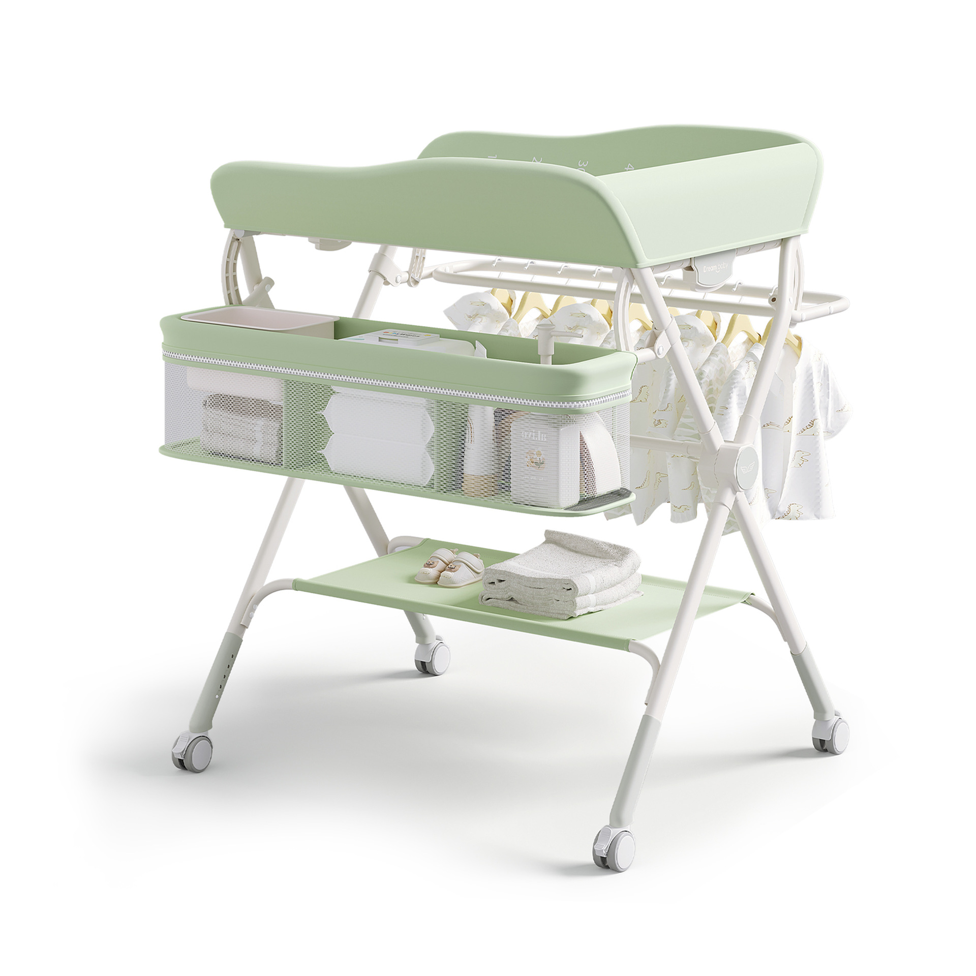 Mesa de pañales, mesa de cuidado de bebés, mesa de cambio de pañales para recién nacidos, mesa de masaje, mesa de toque plegable multifuncional para la cama del bebé